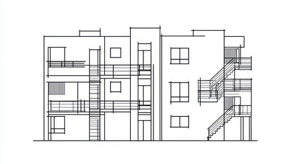 Architectural Drawing of a Modern Building Facade (1)