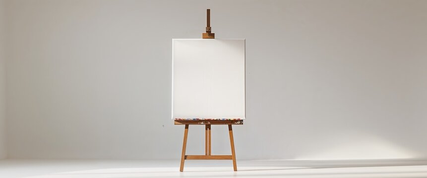 Easel with a blank canvas ready for artwork