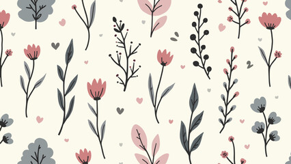 Seamless pattern with color flowers, Summer flower Seamless pattern