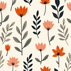 Seamless pattern with color flowers, Summer flower Seamless pattern