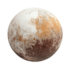 Pluto, the dwarf planet: This high-angle studio shot features the celestial body Pluto, showcasing its diverse terrain of icy mountains and plains.