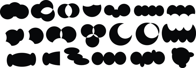 Abstract Round Geometric Forms in Brutalist Contemporary Style. vector illustration.