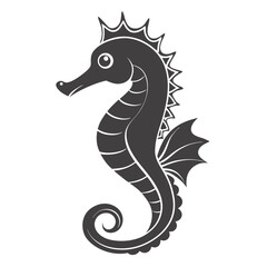 Fototapeta premium Elegant Seahorse Vector Illustration Monochrome Silhouette For Marine Life And Design