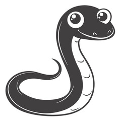 Fototapeta premium Cute Cartoon Snake Vector Illustration In Black And White On Isolated Background