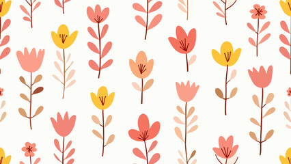 Seamless pattern with color flowers, Seamless floral background