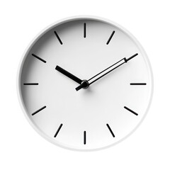 Minimalist white clock time design timepiece analog watch modern decor isolated on white background
