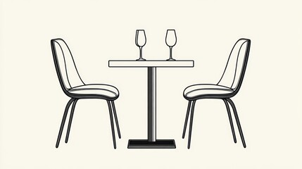 Fototapeta premium Empty restaurant table with chairs, simple design