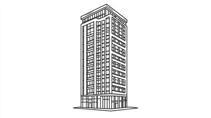 Architectural Drawing of a Modern Skyscraper