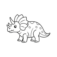 Adorable Cartoon Triceratops Dinosaur Coloring Page