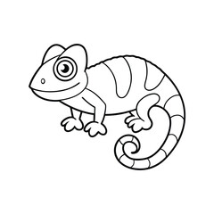 Cute Cartoon Chameleon Coloring Page