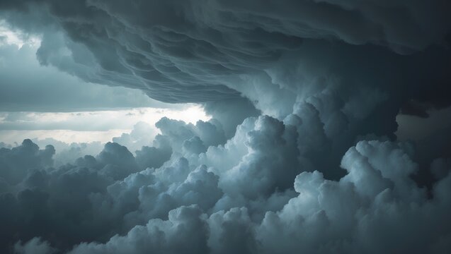 Sky filled with dark clouds prior to the rain, storm before weather change, inclement weather.