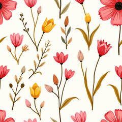 Obraz premium seamless pattern with pink tulips