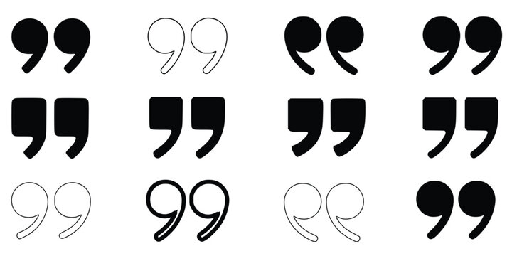 Collection Of Quote Mark Icons Various Styles For Graphic Design Usage