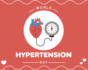 Stylized Heart and Blood Pressure Monitor for World Hypertension Day.