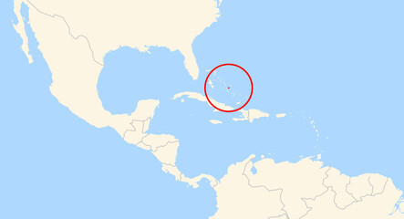 Location Map of the island Rum Cay (The Bahamas). The island is highlighted with a red circle. No labels at all.