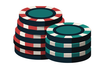 Colorful stacks of poker chips in red, green, and black are neatly arranged, showcasing a popular gaming accessory commonly used in card games and casinos.