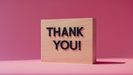Message of gratitude displayed on a wooden block against a background. Conceptual thank you symbol. Space for text.