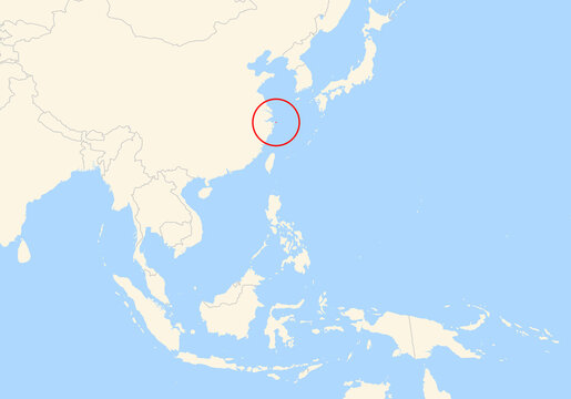 Location Map of Mount Putuo Island (People's Republic of China). The island is highlighted with a red circle. No labels at all.