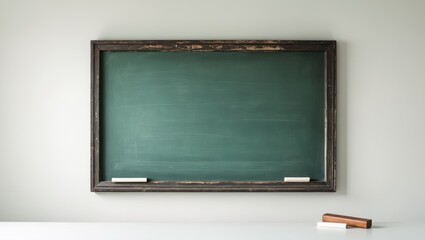 Teacher day concept with green board, chalkboard, and eraser isolated on a white background.