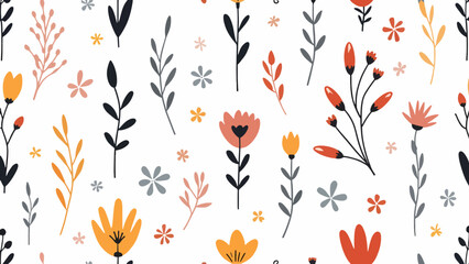Flowers color seamless Pattern in Scandinavian 
