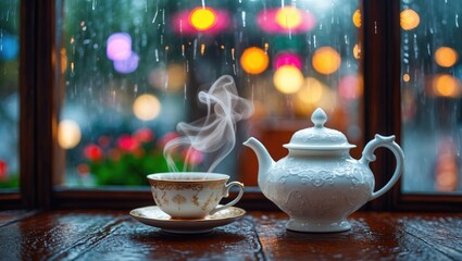 Fototapeta premium tea in the cafe display