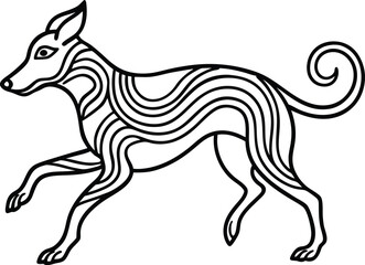Fototapeta premium Running Dog Graphic, Stripped Pattern Design, Black Lines, Transparent Background