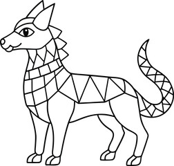 Obraz premium Geometric Patterned Dog with Curled Tail Outlined on Transparent Background