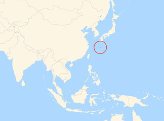 Location Map of the island Kakeromajima (Japan). The island is highlighted with a red circle. No labels at all.