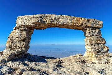 Majestic rock archway over vast landscape