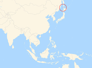 Obraz premium Location Map of Rebun Island (Japan). The island is highlighted with a red circle. No labels at all.