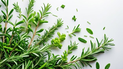 Obraz premium Set of fresh rosemary isolated on a white background.