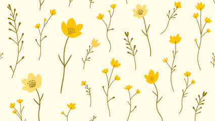 Flowers color seamless Pattern in Scandinavian 