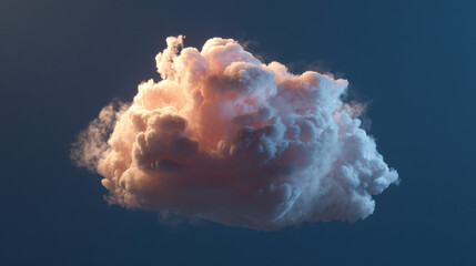 Naklejka premium A fluffy cloud formation floating in isolation, pastel cyan and peach gradients glowing from inside, soft atmospheric scattering