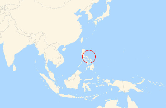 Location Map of Catanduanes Island (Philippines). The island is highlighted with a red circle. No labels at all.