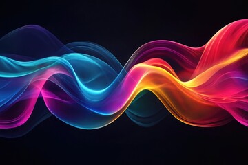 Obraz premium Abstract wavy lines of vibrant colors on a dark background creating a dynamic and flowing design