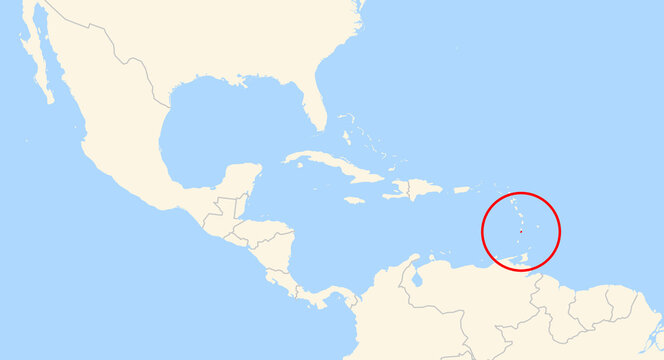 Location Map of the island Bequia (Saint Vincent and the Grenadines). The island is highlighted with a red circle. No labels at all.