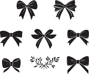 Ribbon set with Festive silhouette vector