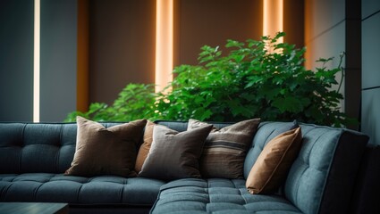 An inviting and cute sofa combined with a stylish table forms a friendly, intimate environment, perfect for leisurely meals and socializing.