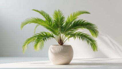 Obraz premium Small plants in a white pot set against a white background.