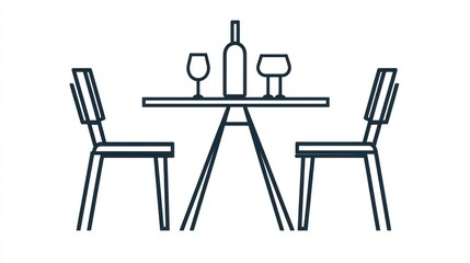 Dining table and chairs, interior, minimalist design, illustration, stock photography