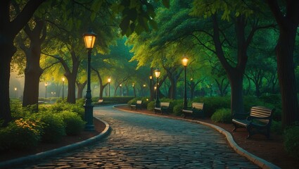 Obraz premium Stone Walkway in the Park