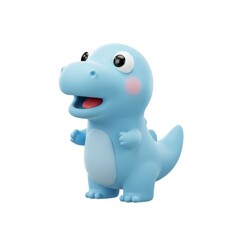 Cute blue dinosaur character with cheerful expression for kids' room decor