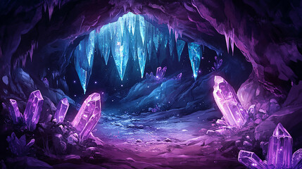 Cave interior with faintly glowing crystals barely visible