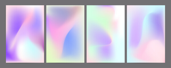Fototapeta premium Gradient The 3D Memphis Style mesh cover set of backgrounds The Clean Style texture foil pearl shades. Abstract 3D gradient with holographic foil. 90s, 80s retro style