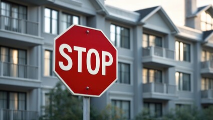 Fototapeta premium Stop sign in front of a residential building