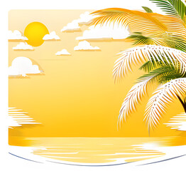 Obraz premium Palms silhouettes at neon sunset sky.Night landscape with palm trees on beach. Creative trendy summer tropical background,Vacation travel Retro,synthwave,retrowave style.Rave party,generative ai