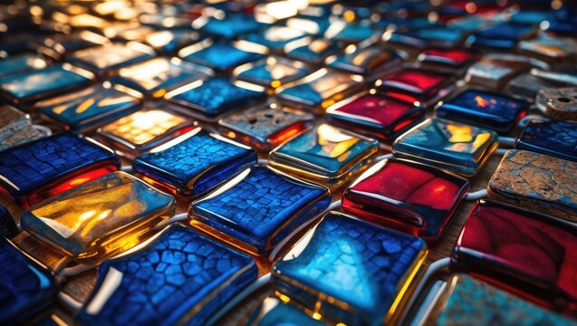 Multi-colored stained glass background texture
