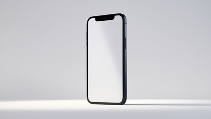 Smartphone placed against a white background