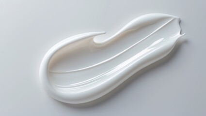 Obraz premium Body lotion and white cosmetic cream swatch smear. Moisturiser stroke isolated on a white backdrop. Texture of BB CC cream and foundation.