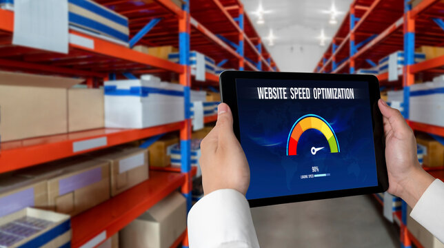 Computer software evaluating website loading speed. Concept of improving website loading speed snugly.